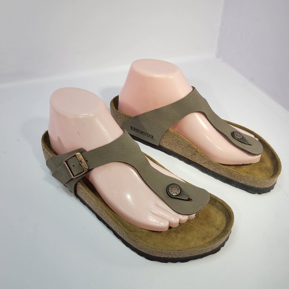 Birkenstock Gizeh Size 39 L8 M6 R Brown Biko Flor Slide Thong Sandals - Picture 6 of 11